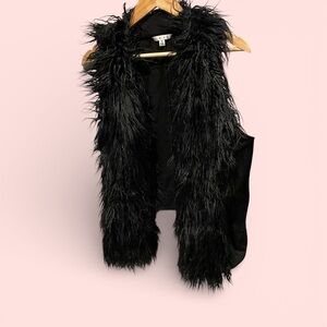 Cute Cabi black fairy whimsigoth glamour faux fur front vest baddie